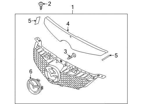 2007 Mazda 3 Grille & Components Diagram 4