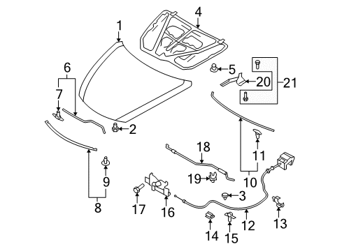 2010 Mazda 6 Hood & Components Diagram