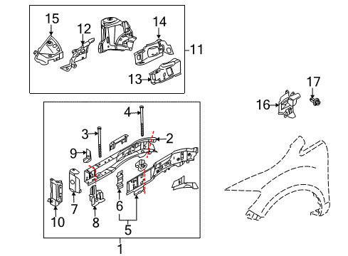 2007 Mazda CX-7 Structural Components & Rails Diagram