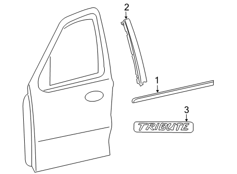 2011 Mazda Tribute Exterior Trim - Front Door Diagram