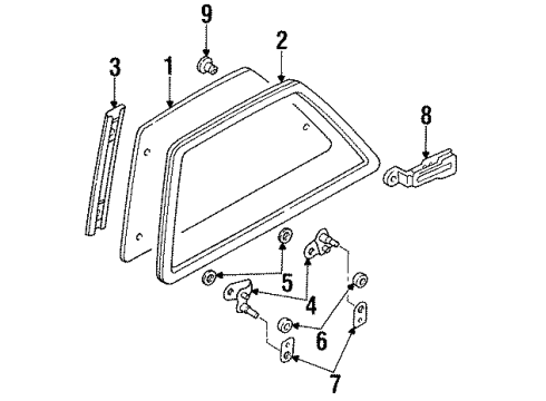 1994 Mazda 323 Glass & Hardware - Quarter Panel Diagram
