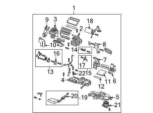 2003 Mazda 6 A/C Evaporator & Heater Components Diagram