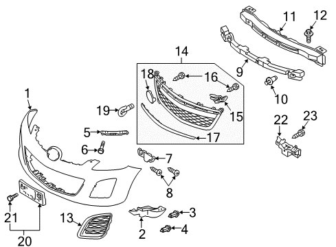 2012 Mazda CX-7 Bumper & Components - Front Diagram 2