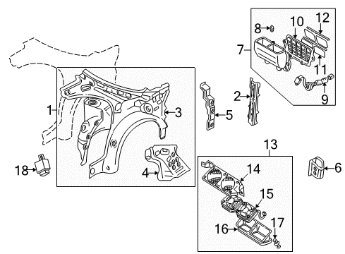 1999 Mazda Millenia Inner Structure - Quarter Panel