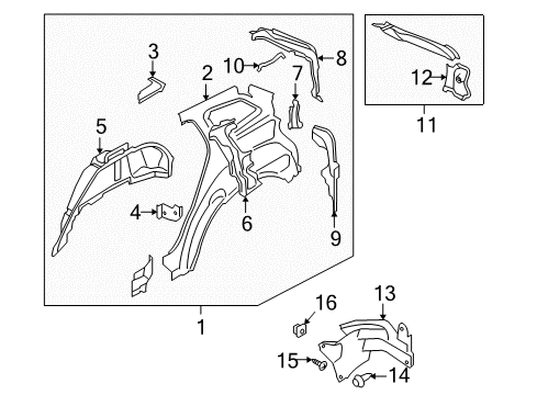 2011 Mazda CX-9 Inner Structure - Quarter Panel