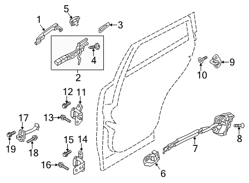 2016 Mazda CX-3 Rear Door - Lock & Hardware Diagram