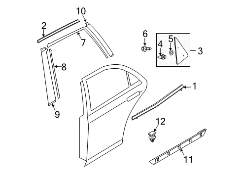 2007 Mazda CX-7 Exterior Trim - Rear Door Diagram
