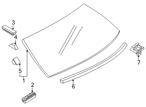 1999 Mazda Protege Glass & Hardware - Back Glass Diagram