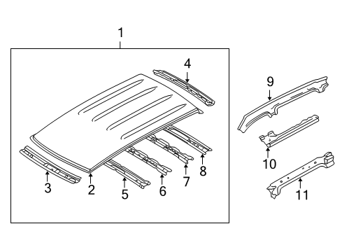 2002 Mazda MPV Roof & Components Diagram 2