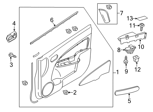 2011 Mazda 2 Interior Trim - Front Door Diagram