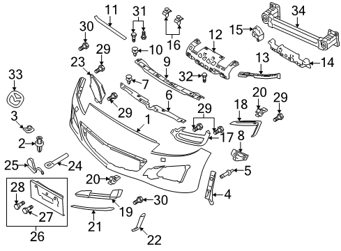 2009 Mazda RX-8 Bumper & Components - Front Diagram