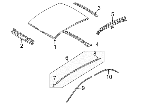 1998 Mazda 626 Exterior Trim - Roof Diagram 2