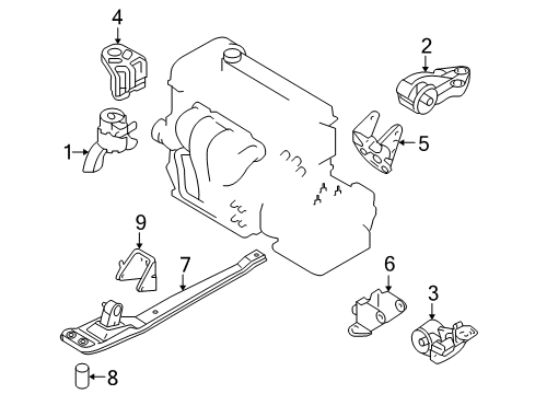 2009 Mazda Tribute Engine & Trans Mounting Diagram 2