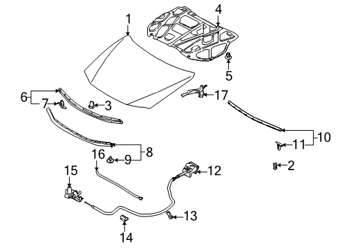 2003 Mazda 6 Hood & Components Diagram