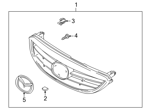 2000 Mazda 626 Grille & Components Diagram