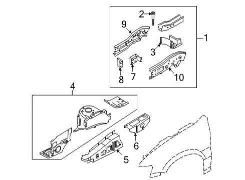 2010 Mazda Tribute Structural Components & Rails Diagram 2