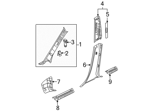 2010 Mazda 3 Interior Trim - Pillars Diagram 2