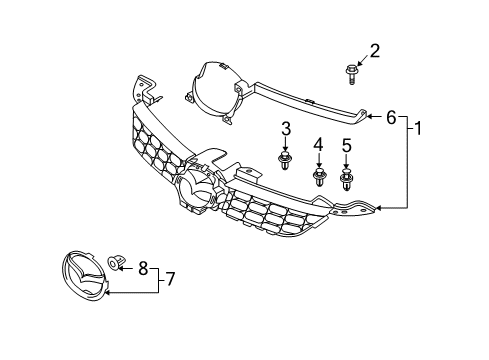 2007 Mazda CX-7 Grille & Components Diagram