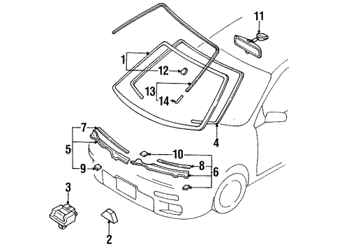 1996 Mazda Protege Glass - Windshield Diagram