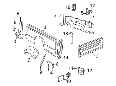 1998 Mazda B2500 Front & Side Panels Diagram