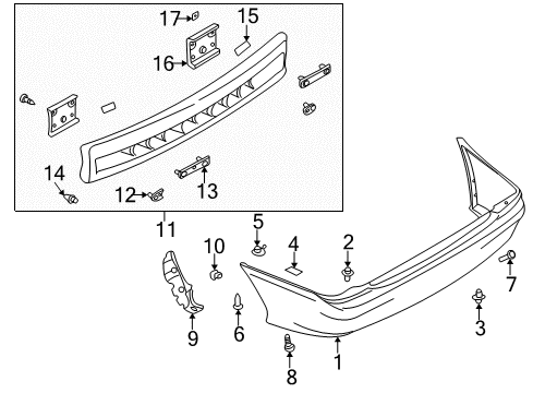 1999 Mazda Protege Bumper & Components - Rear Diagram 2