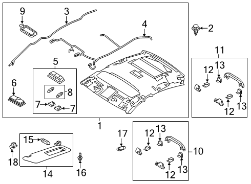 2018 Mazda 6 Interior Trim - Roof Diagram