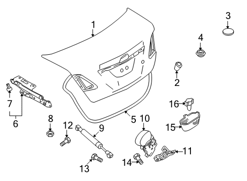 2010 Mazda 6 Trunk Lid & Components Diagram
