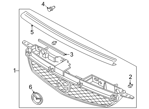 2002 Mazda Protege5 Grille & Components Diagram