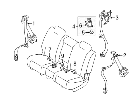 2014 Mazda CX-9 Second Row Seat Belts Diagram