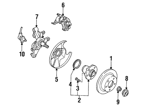 1993 Mazda 626 Disc Brake Components - Rear Diagram