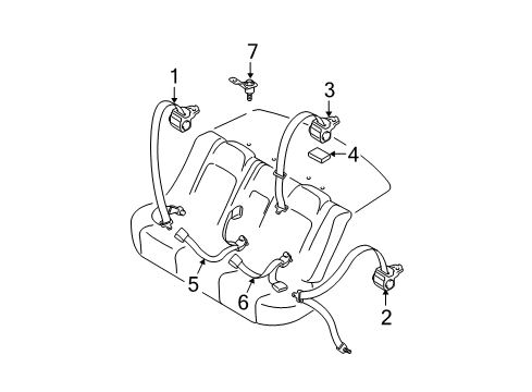 2004 Mazda 6 Rear Seat Belts Diagram