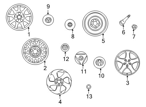 2000 Mazda Millenia Wheel Covers & Trim Diagram