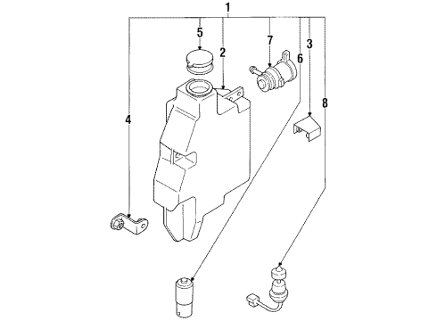 1990 Mazda MX-6 Wiper & Washer Components Diagram 2