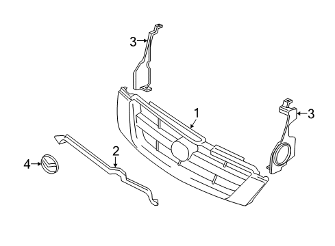 2006 Mazda Tribute Grille & Components Diagram
