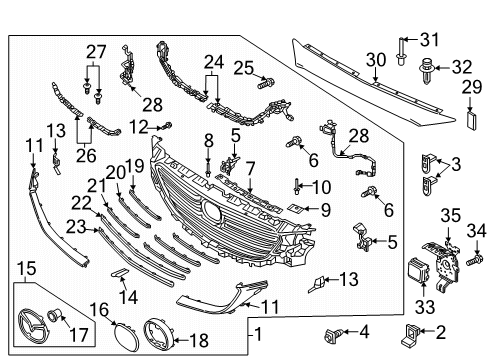 2021 Mazda CX-9 Grille Assembly Diagram for TD2N-50-710