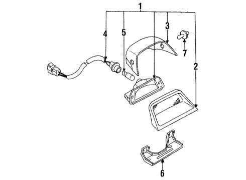 1995 Mazda 929 High Mount Lamp Fastener Diagram for HG30-51-599-02