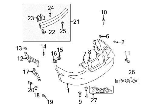 2002 Mazda Miata Bumper & Components - Rear Diagram