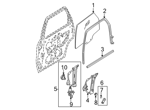 2001 Mazda Tribute Glass - Door Diagram 2