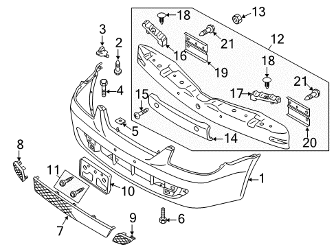 2003 Mazda Protege Bumper & Components - Front Diagram 3
