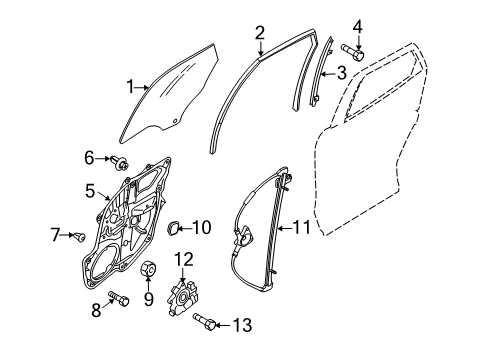2007 Mazda CX-9 Glass - Door Diagram 2