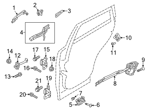 2021 Mazda 3 Rear Door - Lock & Hardware Diagram 3