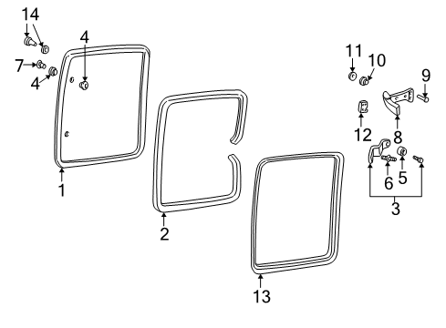 1998 Mazda B2500 Side Glass Diagram 2