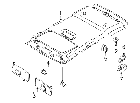 2010 Mazda Tribute Interior Trim - Roof Diagram 3