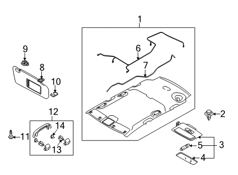 2007 Mazda CX-9 Interior Trim - Roof Diagram 2