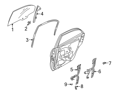 1998 Mazda 626 Glass - Door Diagram 2