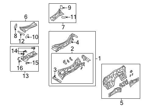2011 Mazda RX-8 Cowl Diagram