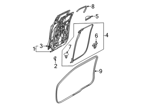 2023 Mazda MX-30 EV Rear Weatherstrip Diagram for DN4E-72-7G1
