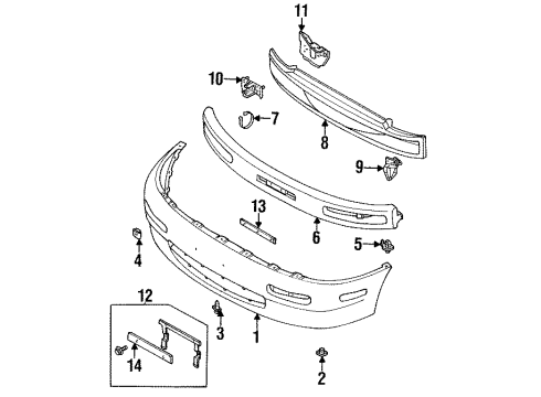 1996 Mazda Protege Bumper & Components - Front Diagram