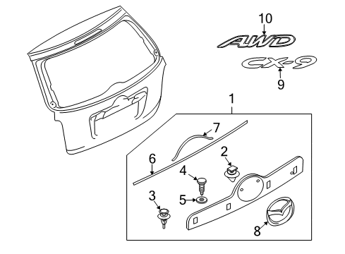 2010 Mazda CX-9 Exterior Trim - Lift Gate Diagram