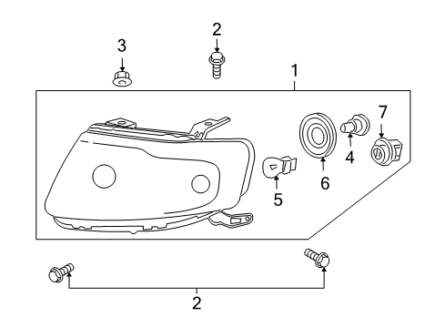 2008 Mazda Tribute Headlamp Components Diagram 2